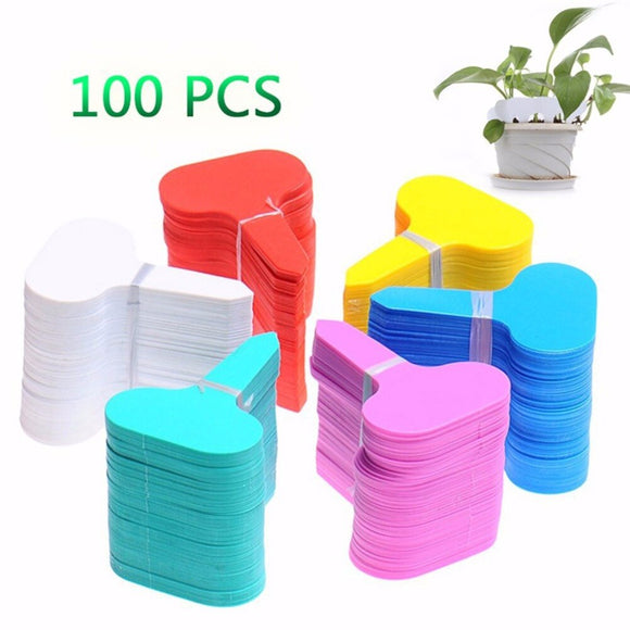 100Pcs Plastic T-type Garden Tags Ornaments Plant Flower Label Nursery Thick Tag Markers for Plants Garden Decoration